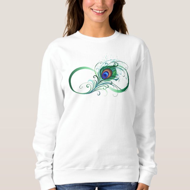 Infinity Symbol with Peacock Feather Sweatshirt (Front)