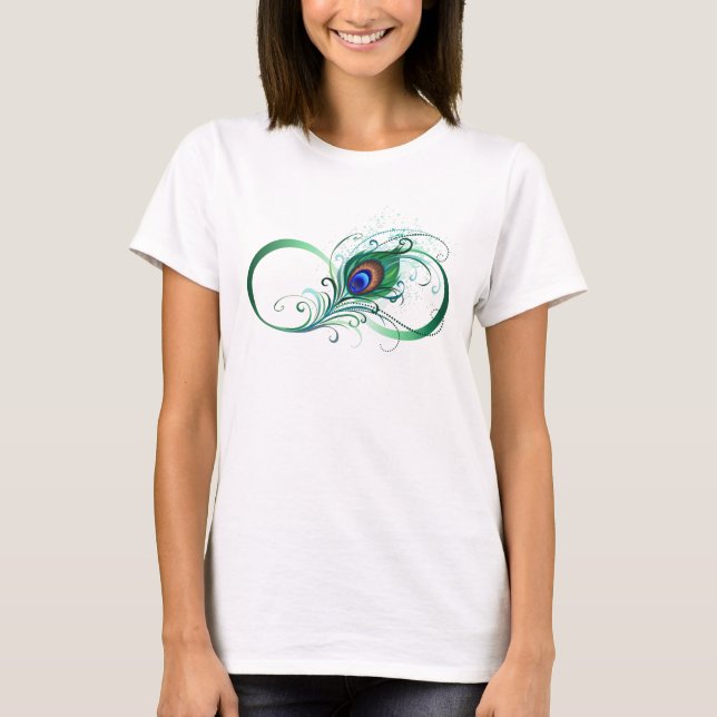 Infinity Symbol with Peacock Feather T-Shirt (Front)