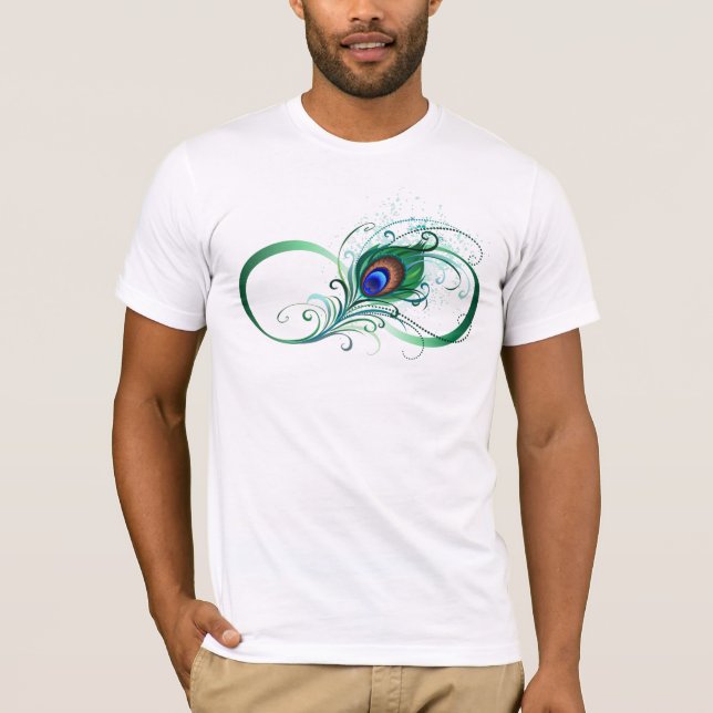 Infinity Symbol with Peacock Feather T-Shirt (Front)