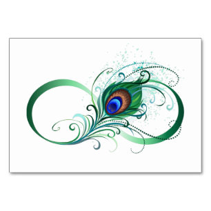 Infinity Symbol with Peacock Feather Table Number