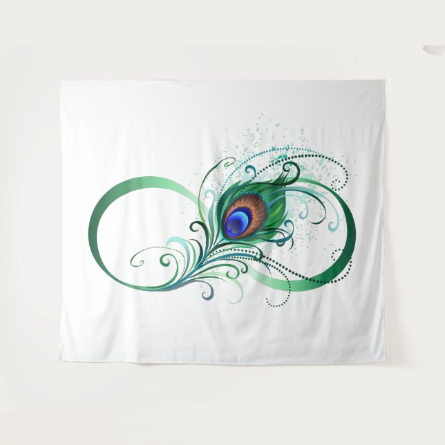 Infinity Symbol with Peacock Feather Tapestry (Front (Horizontal))