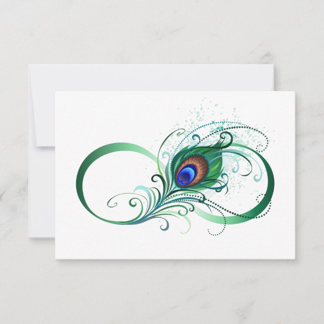 Infinity Symbol with Peacock Feather Thank You Card (Front)
