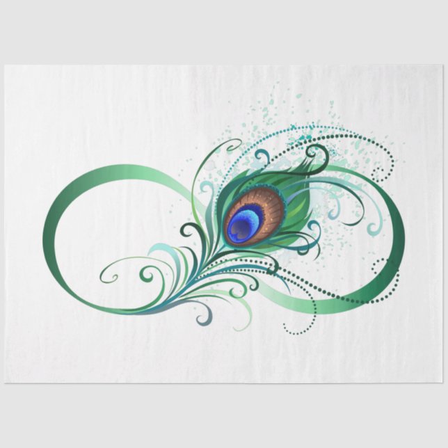 Infinity Symbol with Peacock Feather Tissue Paper (Front)