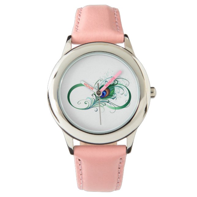 Infinity Symbol with Peacock Feather Watch (Front)