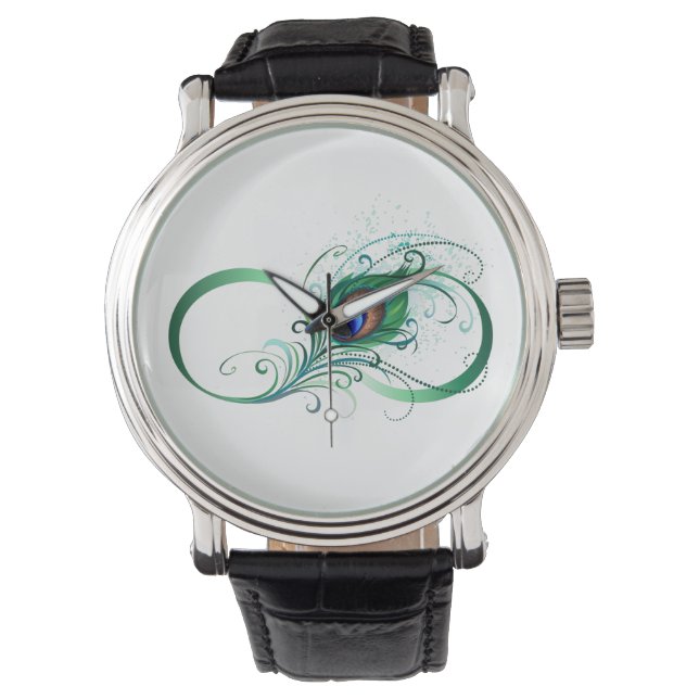 Infinity Symbol with Peacock Feather Watch (Front)