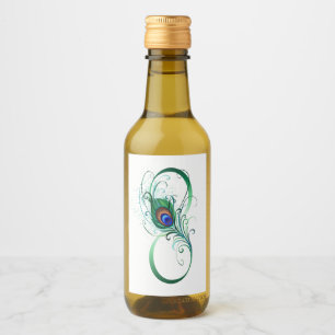 Infinity Symbol with Peacock Feather Wine Label