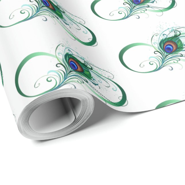Infinity Symbol with Peacock Feather Wrapping Paper (Roll Corner)
