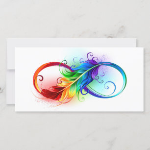 Infinity Symbol with Rainbow Feather