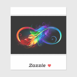 Infinity Symbol with Rainbow Feather