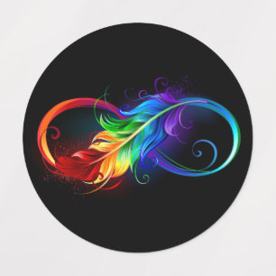 Infinity Symbol with Rainbow Feather