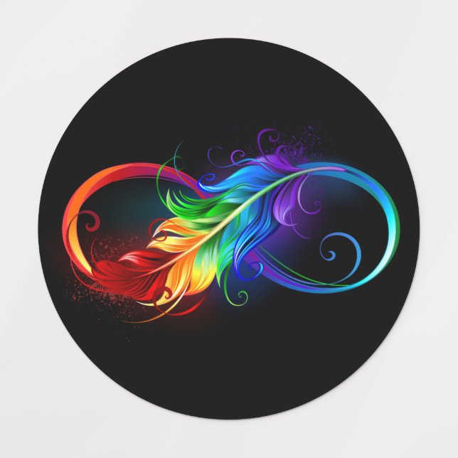 Infinity Symbol with Rainbow Feather (Design 1)