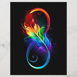 Infinity Symbol with Rainbow Feather