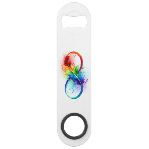 Infinity Symbol with Rainbow Feather