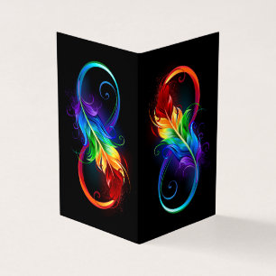 Infinity Symbol with Rainbow Feather