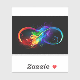 Infinity Symbol with Rainbow Feather