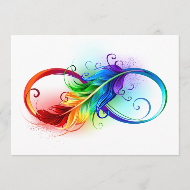 Infinity Symbol with Rainbow Feather Advice Card (Front)