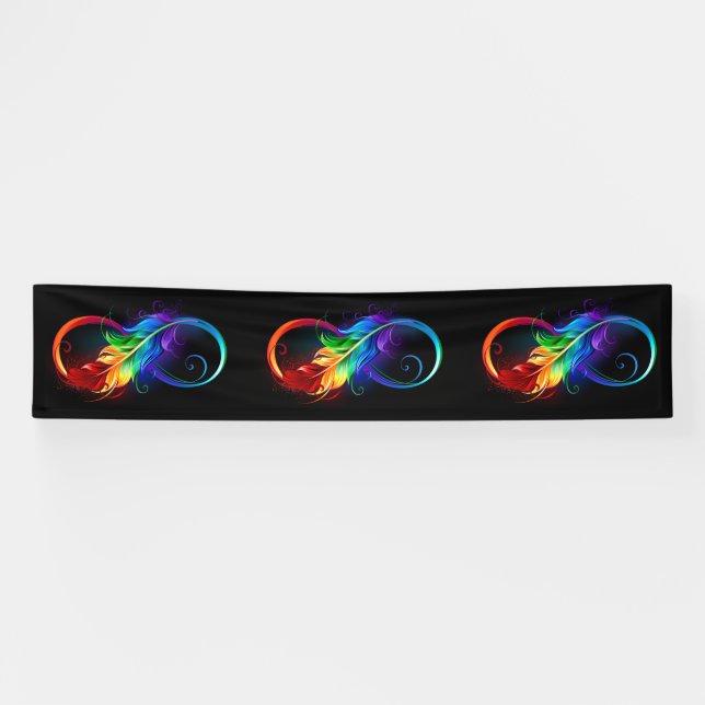 Infinity Symbol with Rainbow Feather Banner (Horizontal)