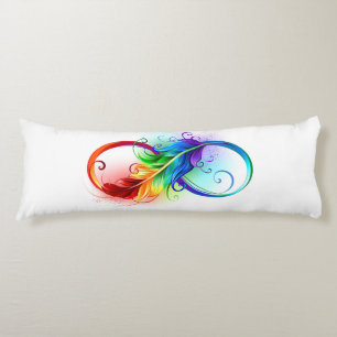 Infinity Symbol with Rainbow Feather Body Cushion