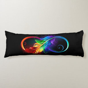 Infinity Symbol with Rainbow Feather Body Cushion