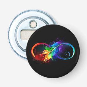 Infinity Symbol with Rainbow Feather Bottle Opener