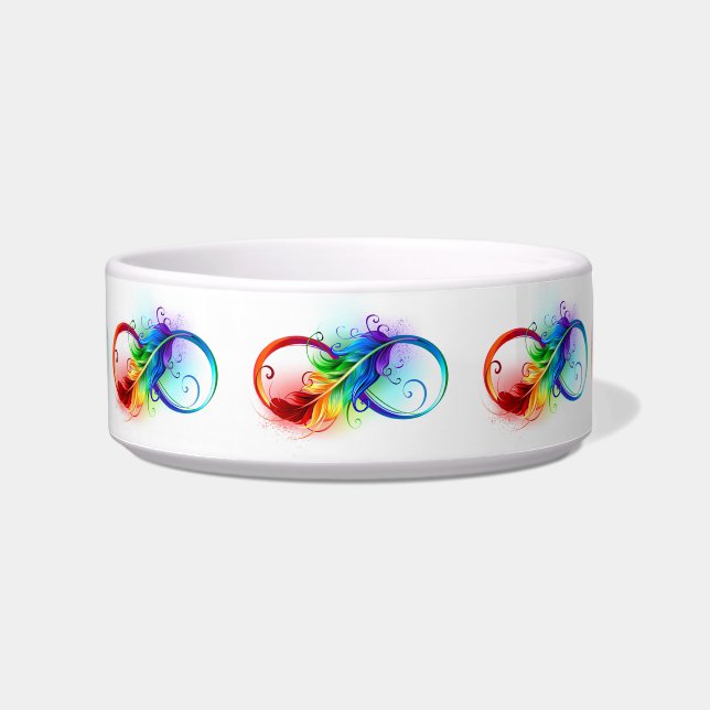 Infinity Symbol with Rainbow Feather Bowl (Front)