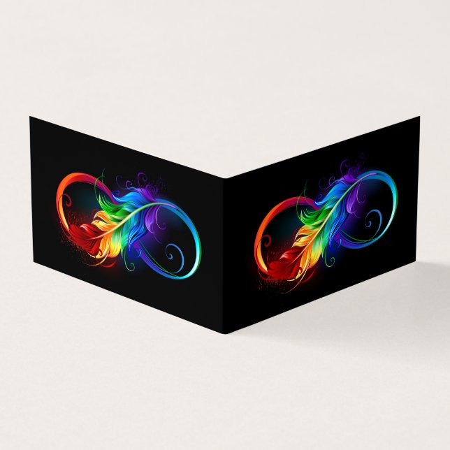 Infinity Symbol with Rainbow Feather Business Card (Outside)