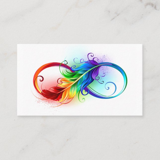 Infinity Symbol with Rainbow Feather Calling Card (Front)