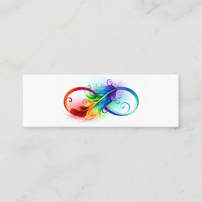 Infinity Symbol with Rainbow Feather Calling Card (Front)