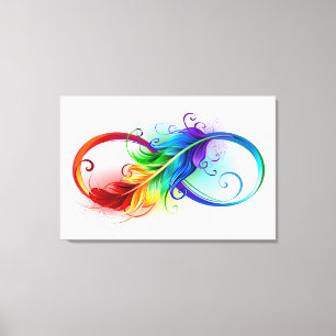 Infinity Symbol with Rainbow Feather Canvas Print