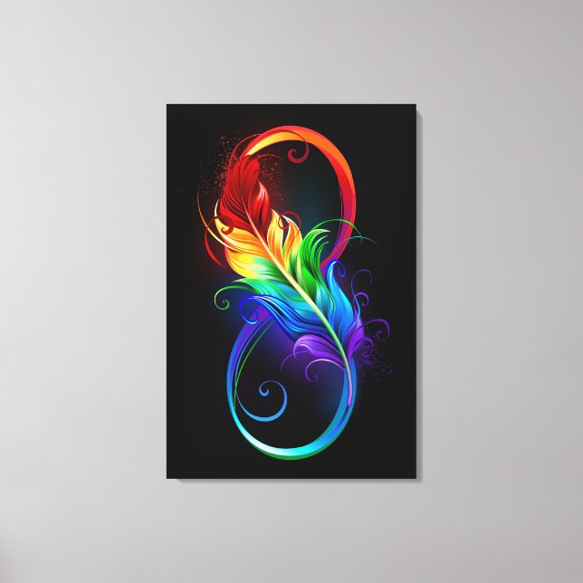 Infinity Symbol with Rainbow Feather Canvas Print (Front)