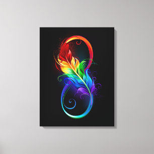 Infinity Symbol with Rainbow Feather Canvas Print