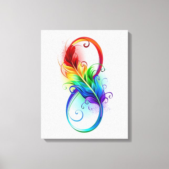 Infinity Symbol with Rainbow Feather Canvas Print (Front)