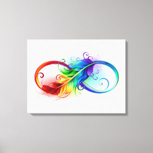 Infinity Symbol with Rainbow Feather Canvas Print