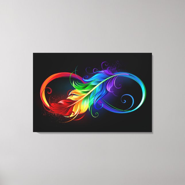 Infinity Symbol with Rainbow Feather Canvas Print (Front)