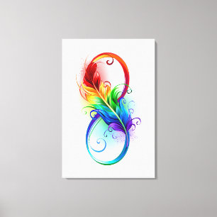 Infinity Symbol with Rainbow Feather Canvas Print