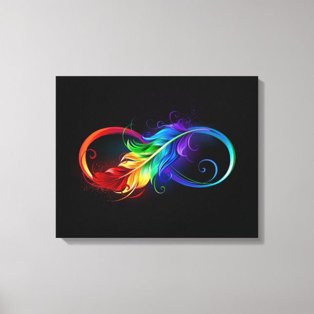 Infinity Symbol with Rainbow Feather Canvas Print (Front)