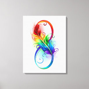 Infinity Symbol with Rainbow Feather Canvas Print