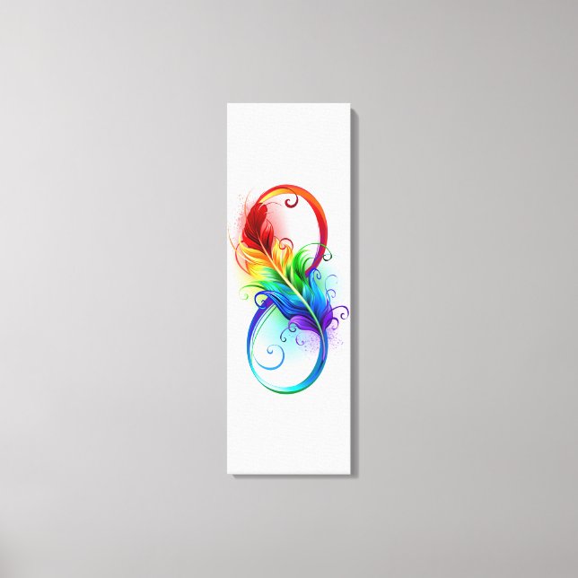 Infinity Symbol with Rainbow Feather Canvas Print (Front)