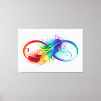 Infinity Symbol with Rainbow Feather