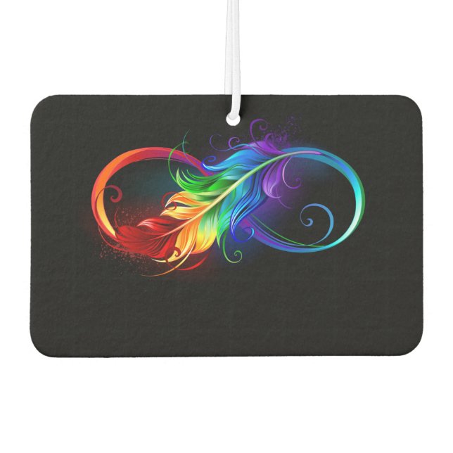 Infinity Symbol with Rainbow Feather Car Air Freshener (Front)