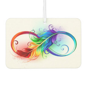 Infinity Symbol with Rainbow Feather Car Air Freshener