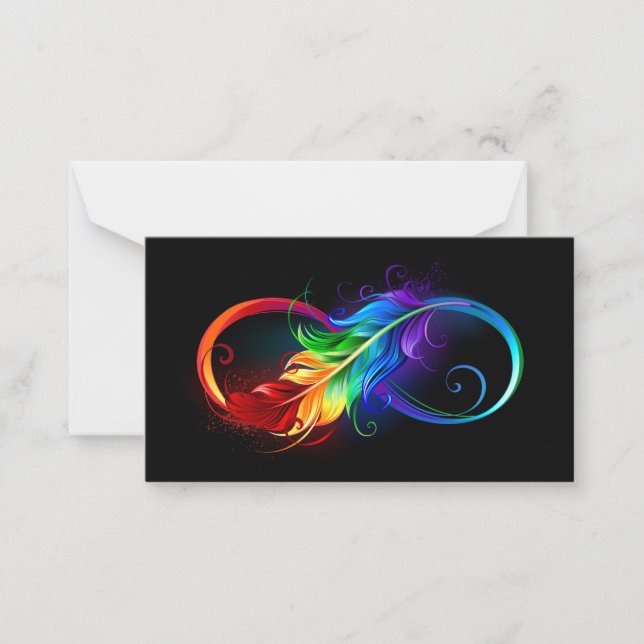 Infinity Symbol with Rainbow Feather Card (Front)
