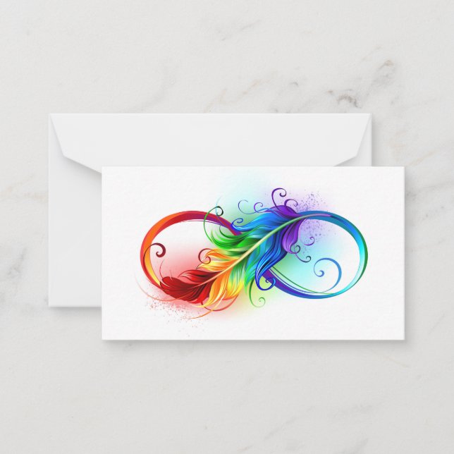 Infinity Symbol with Rainbow Feather Card (Front)
