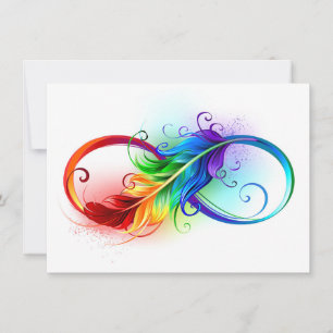 Infinity Symbol with Rainbow Feather Card