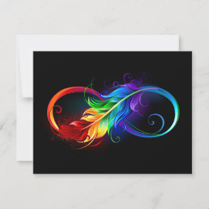 Infinity Symbol with Rainbow Feather Card