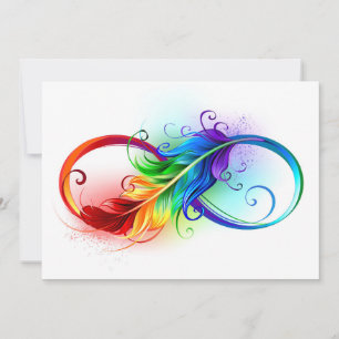 Infinity Symbol with Rainbow Feather Card