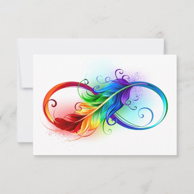 Infinity Symbol with Rainbow Feather Card (Front)