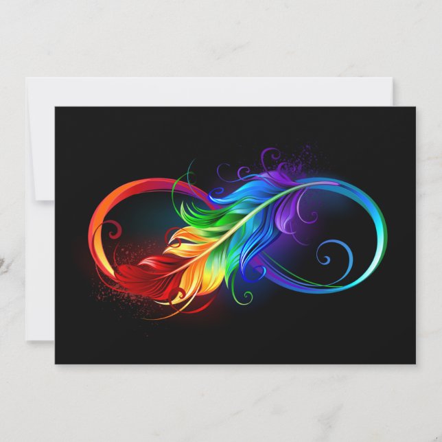Infinity Symbol with Rainbow Feather Card (Front)