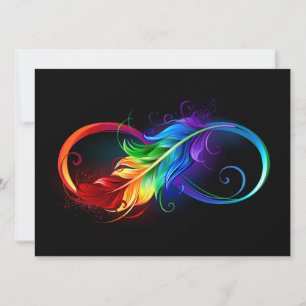Infinity Symbol with Rainbow Feather Card