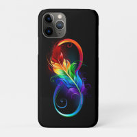 Infinity Symbol with Rainbow Feather